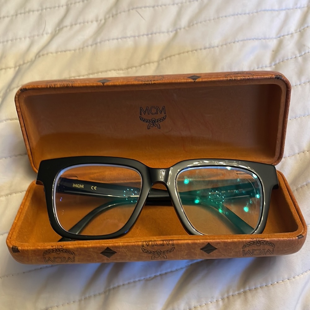 Black optical glasses by mcm munchen black and grey with brown leather case men